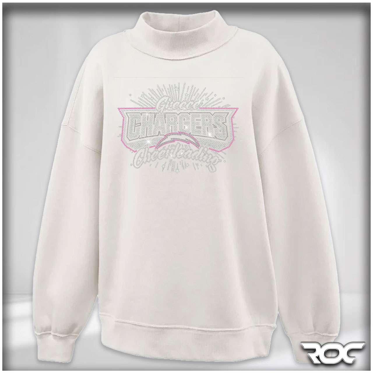 Greece Chargers Cheer Bling Mockneck – Cream