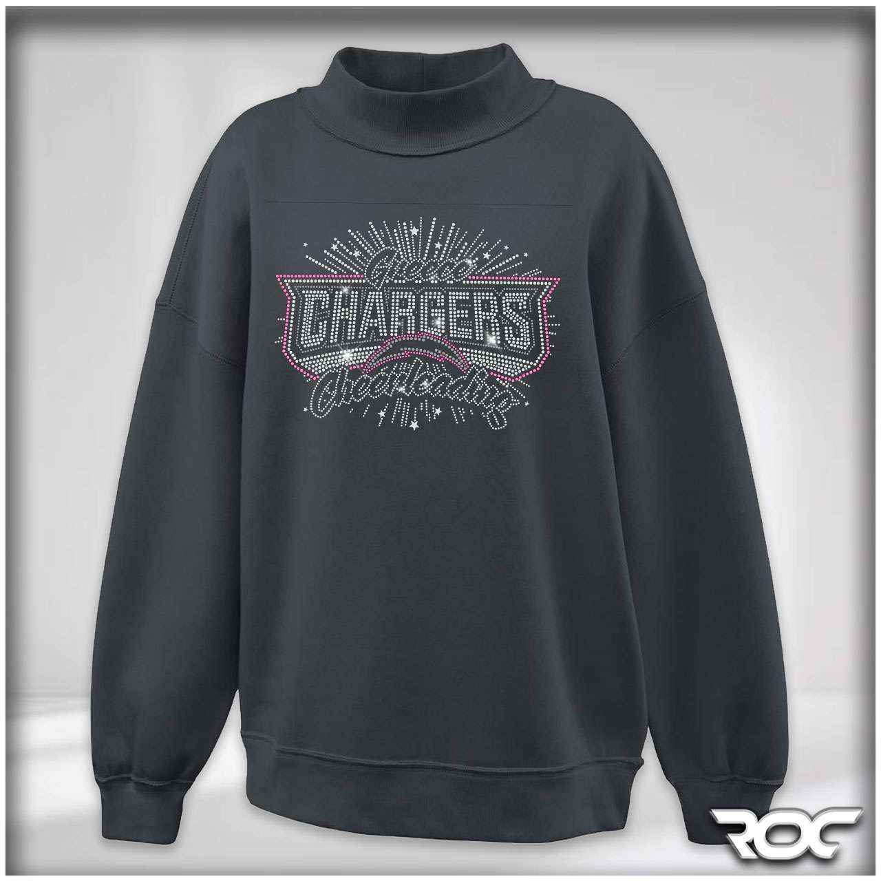 Greece Chargers Cheer Bling Mockneck – Black