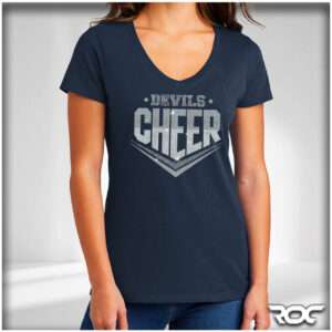 Devils Cheer Bling Ladies V-Neck T-Shirt